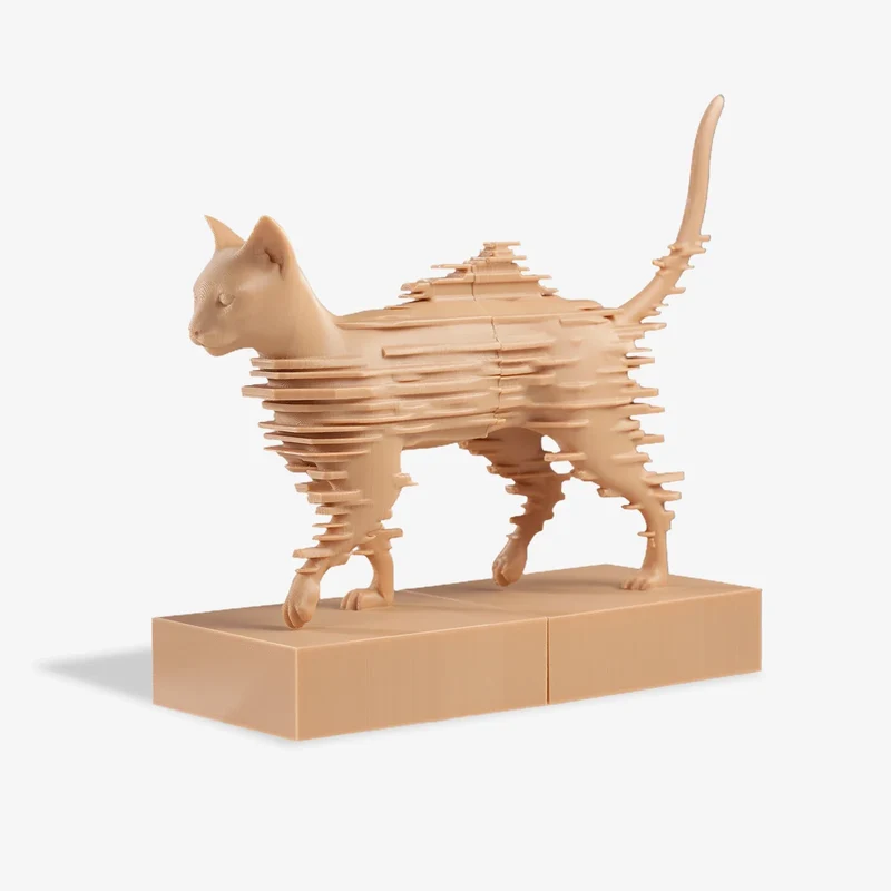 Glitchy Cat 3D Printed Sculpture