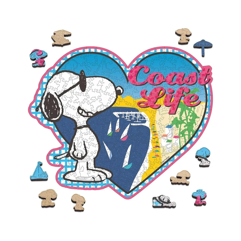Heart Shaped Snoopy Wooden Puzzle