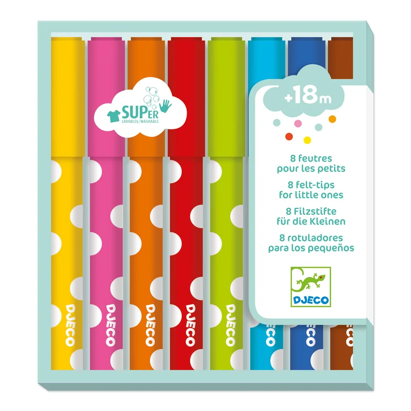 Djeco Tuschpennor för små barn (8-pack)