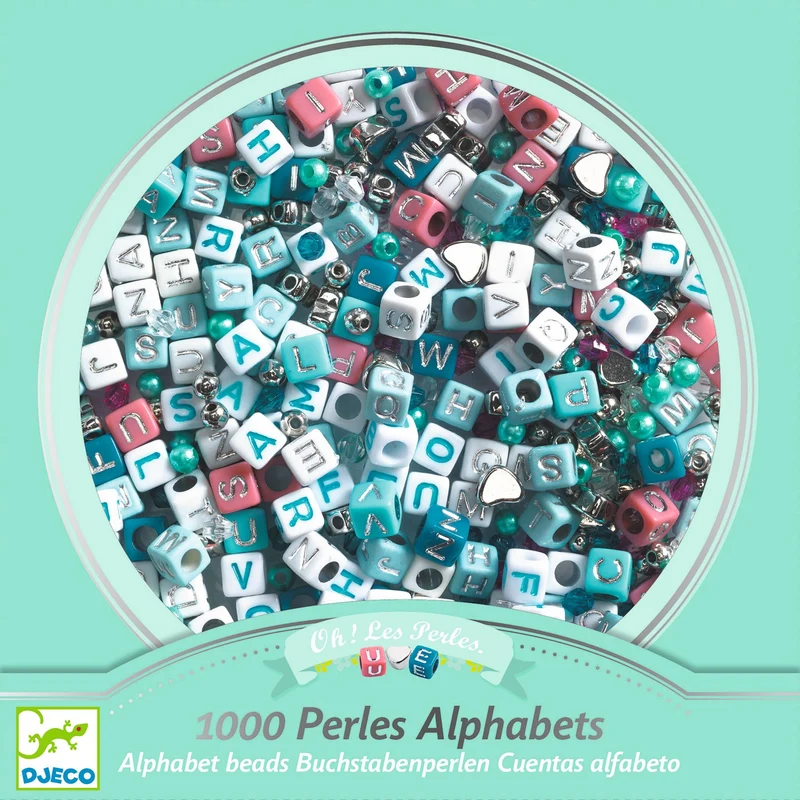 Djeco Silverfärgade alfabetspärlor (1000 pärlor)