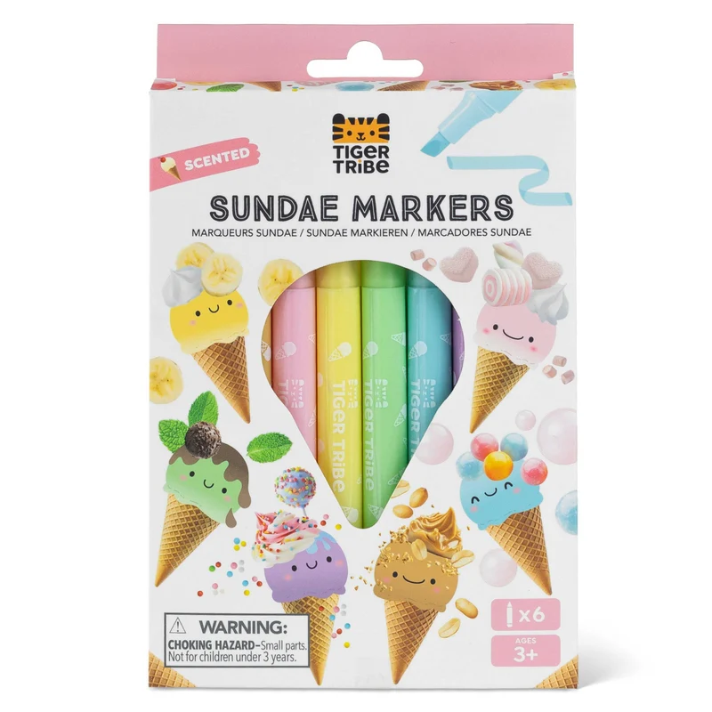 Tiger Tribe Tuschpennor med doft av sötsaker (6-pack)