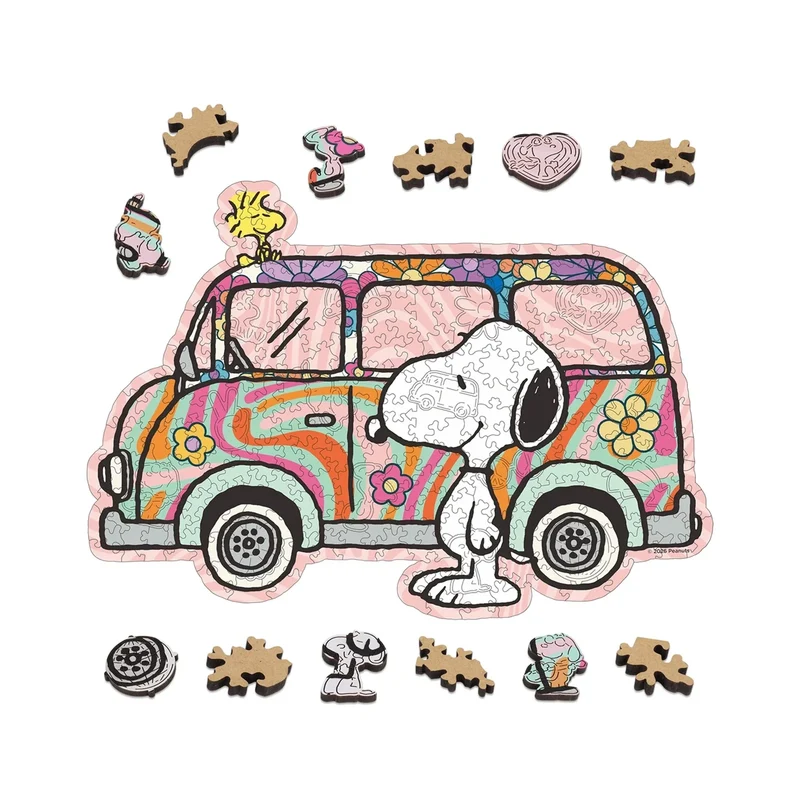 Retro Hippie Van Snoopy Wooden Puzzle
