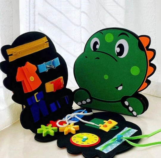 Toddler Busy Bräda - Sensoriska äventyr - Dino-filtbok