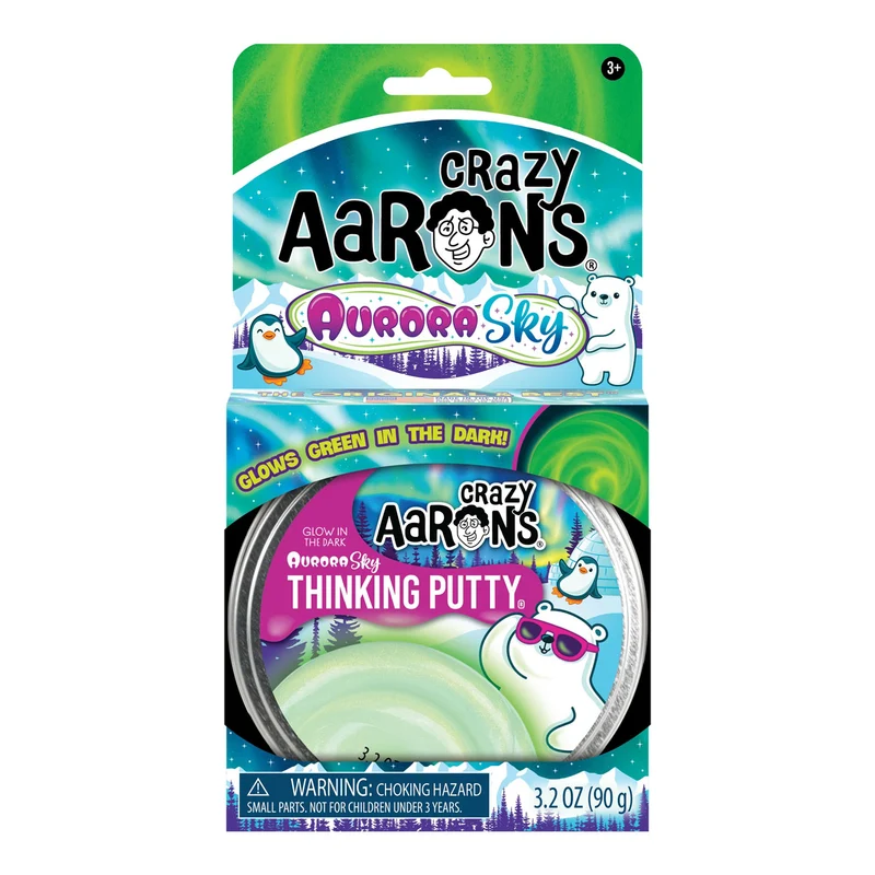 Crazy Aarons Tänjbar självlysande lera Aurora Sky (10cm, 91g)