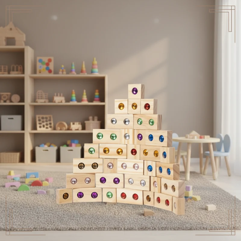 Rainbow Gem Stacking Blocks – Kreativt & lärorikt – Set med stapelklossar i trä