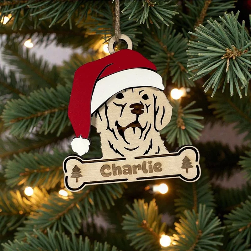Santa Paws - Julhänge med hundmotiv & graverat namn