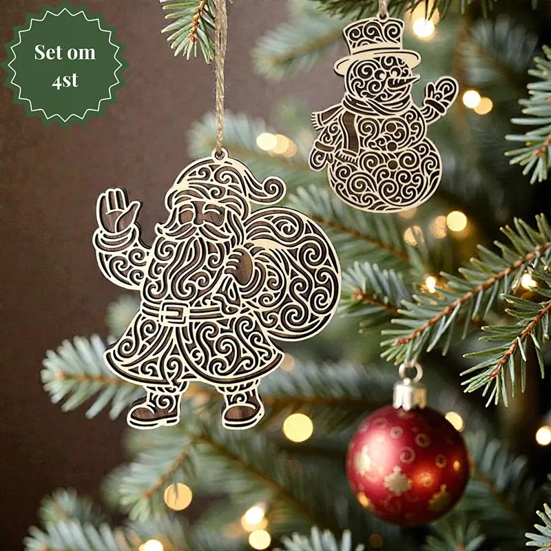 Vintertid - Julefigurer i trä (4-pack)