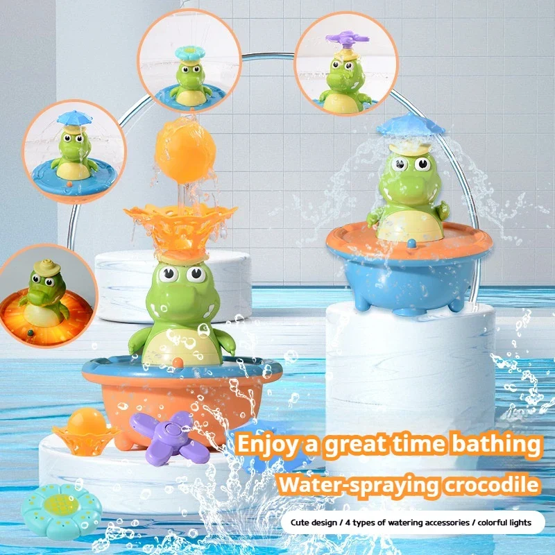 Light Up Crocodile Bath Toy – Interaktivt & vattenlek – Krokodilfontän, badleksaker