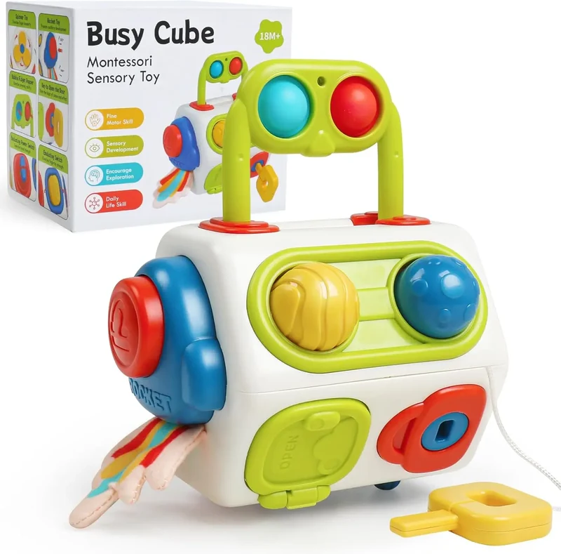Montessori Busy Cube – Praktisk när du är på språng - sensorisk kub
