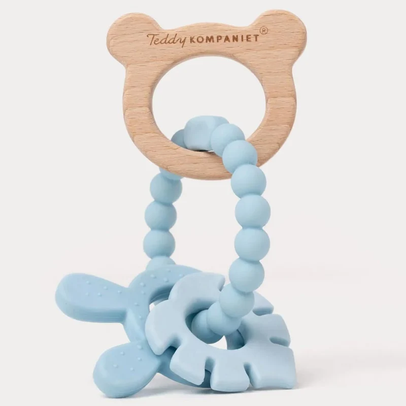 Teddykompaniet Bitring i silikon & trä Teal