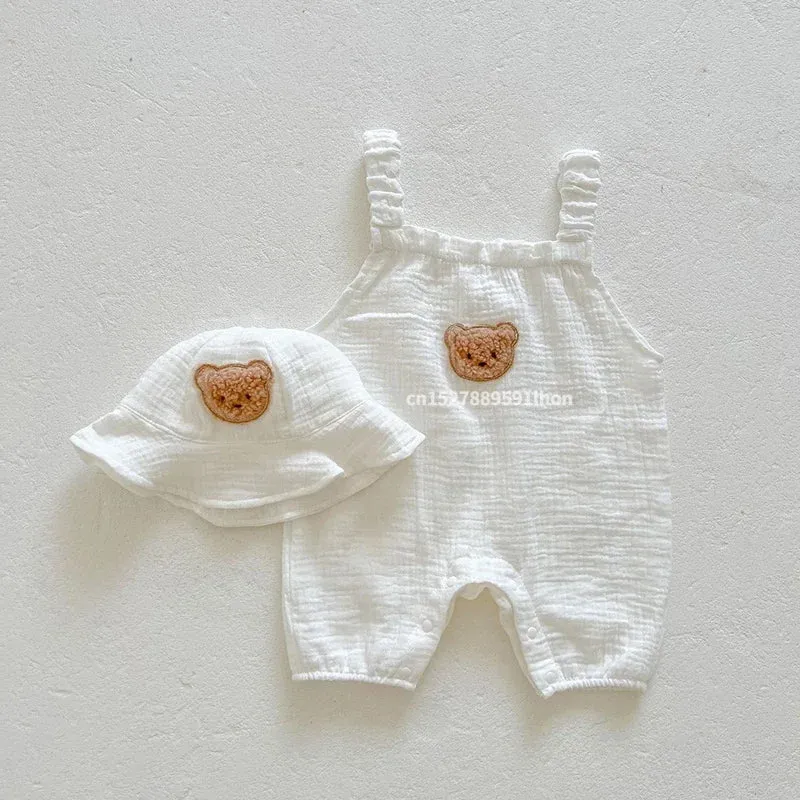 Mini Mode - Häftigt & bekväm - Trädgårdsbyxor för barn med hatt