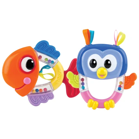 Nuby Bitring Rattle Pals: Fisk / Uggla +3m