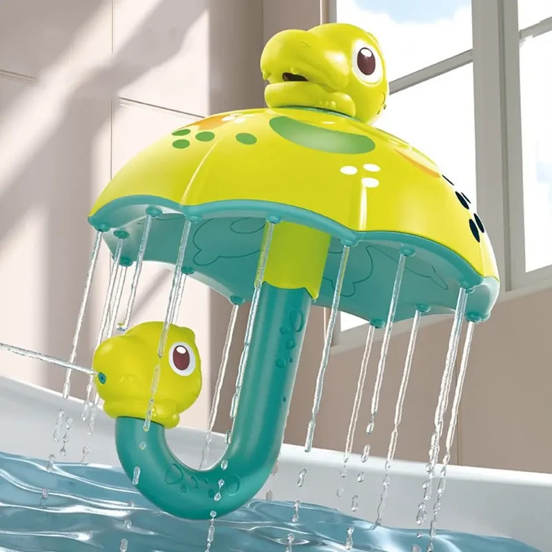 Dino Shower Spin – Skrattande stänkande kul – Paraply för badleksaker