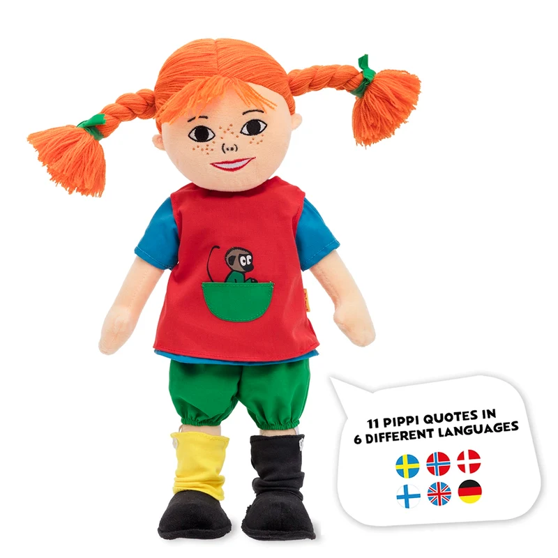 Pippi Taldocka med 6 olika språk 40cm