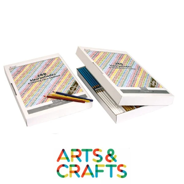 Boite carton 288 crayons forme triangulaire - Pointe 3.7 mm - 12 couleurs assorties