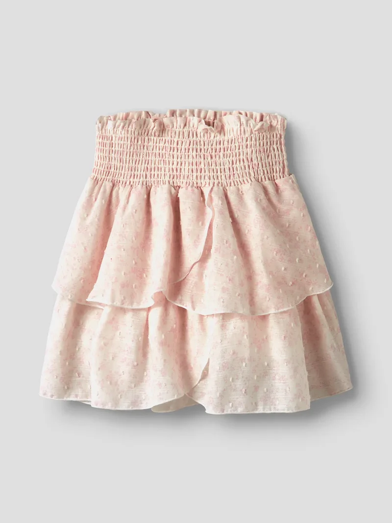 Volangkjol Bibby, rosa/vit