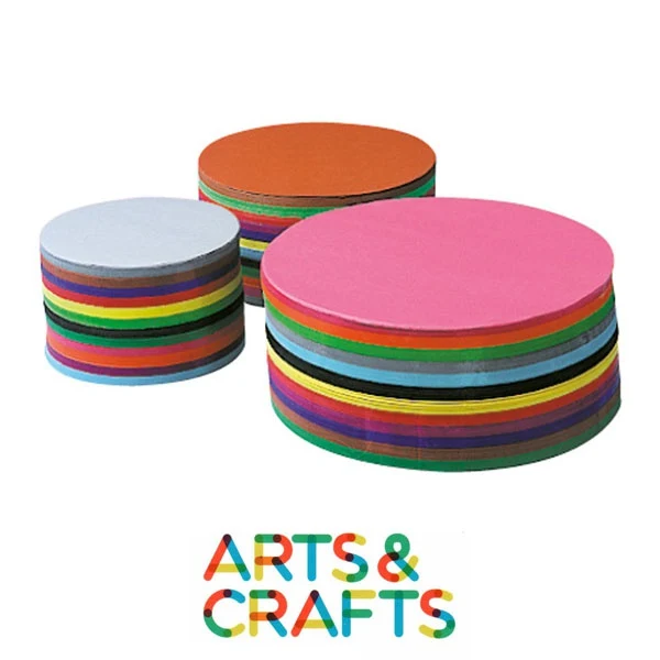 Pack 480 feuilles rondes ø 16 cm - papier craft 120 gr - 4 couleurs assorties
