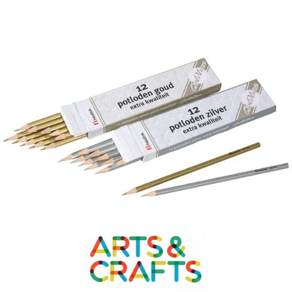 Boite de 12 crayons métalliques forme hexagonale