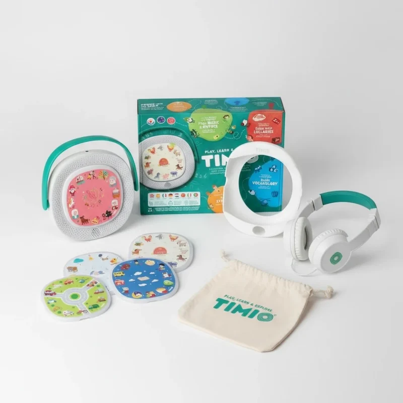 TIMIO® Fuld Startpakke Bundle - Genopladelig Lydafspiller, Etui & Børnehovedtelefoner