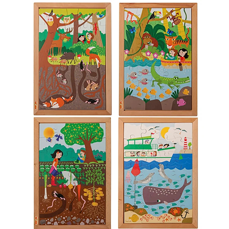 Puzzle au-dessus et en dessous - ensemble de 4 puzzles