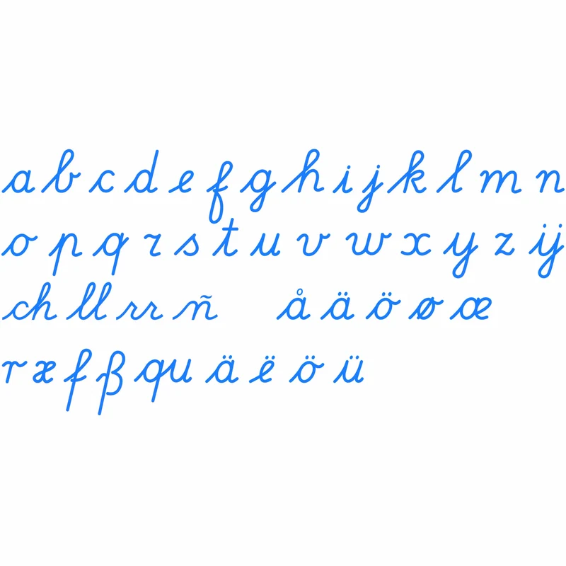 Alphabet mobile moyen : cursif international - bleu