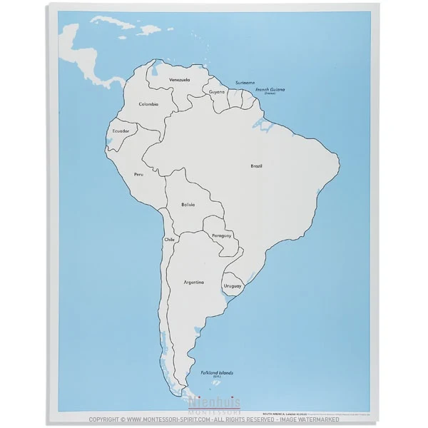 Carte de contrôle d'Amérique du Sud en anglais