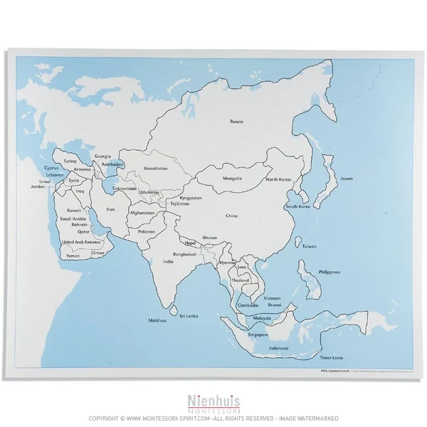 Carte de contrôle de l'Asie en anglais