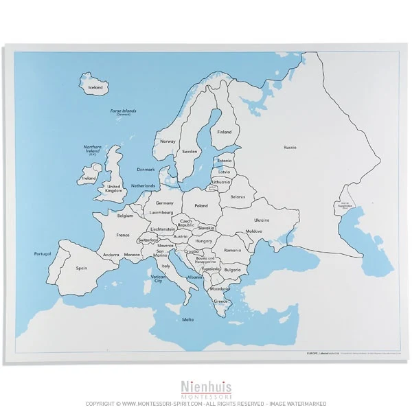 Carte de contrôle de l'Europe en anglais
