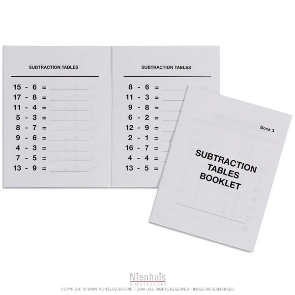 Livrets tables de soustraction n°3 (x40)
