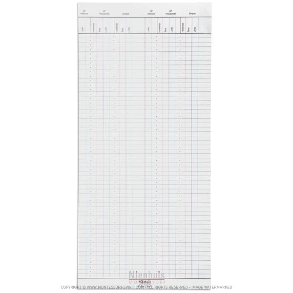 50 feuillets pour travail grand boulier