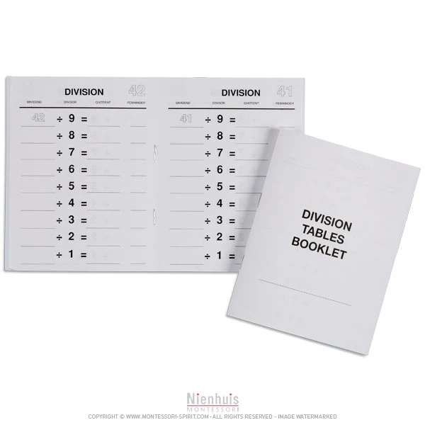 Livrets des tables de division (x5)