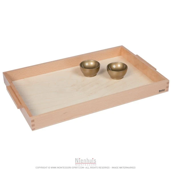 Plateau en bois avec 2 coupelles