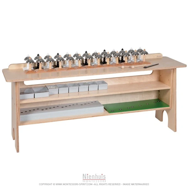 Meuble pour clochettes et barres musicales