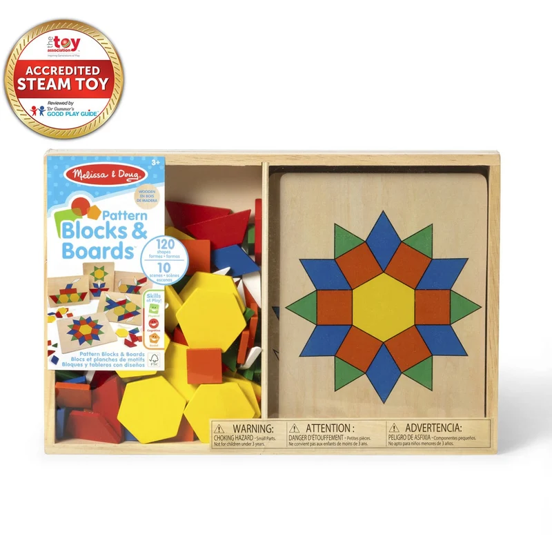 Melissa & Doug Multifarvet Mønster-Leg - Træ - Sæt Med Klodser Og Plader