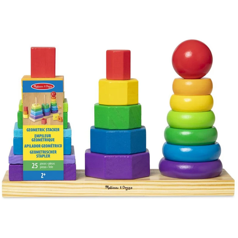 Melissa & Doug Multifarvet Wooden Stacking Toy Geometric