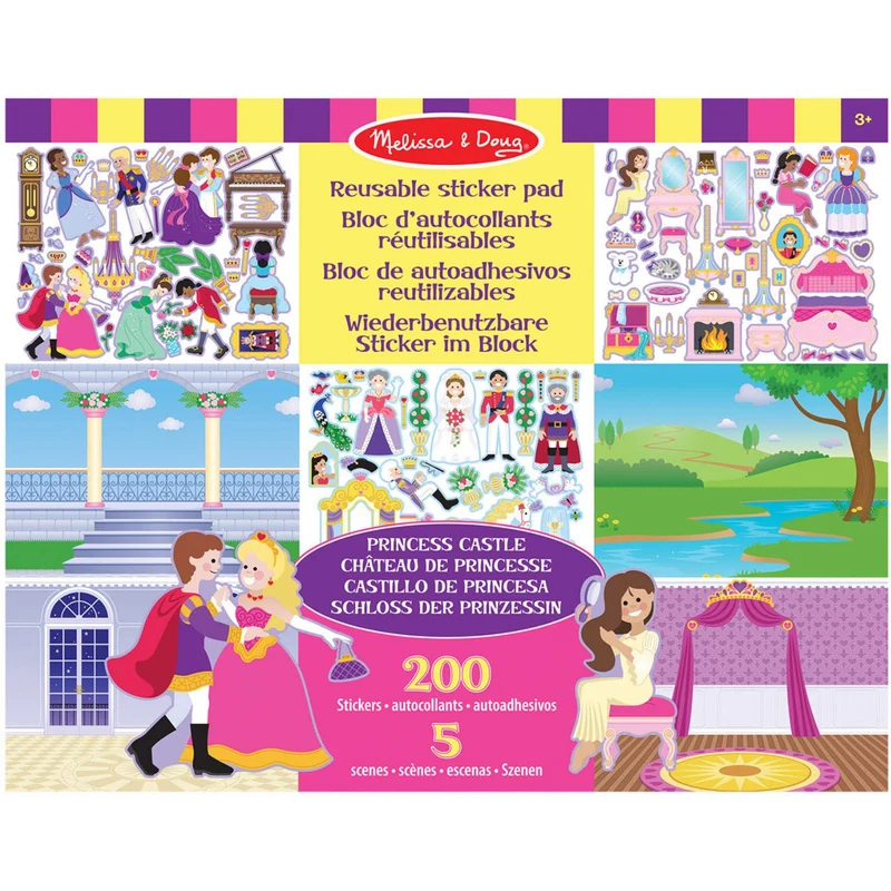 Melissa & Doug Multifarvet Reusable Sticker Pad Princess Castle