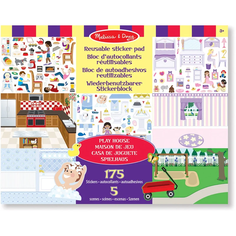 Melissa & Doug Multifarvet Reusable Sticker Pad Play House!