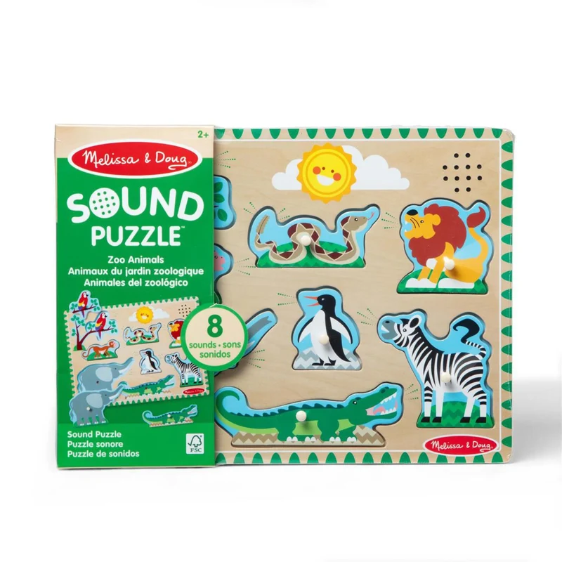 Melissa & Doug Multifarvet Sound Puzzle Zoo Animals