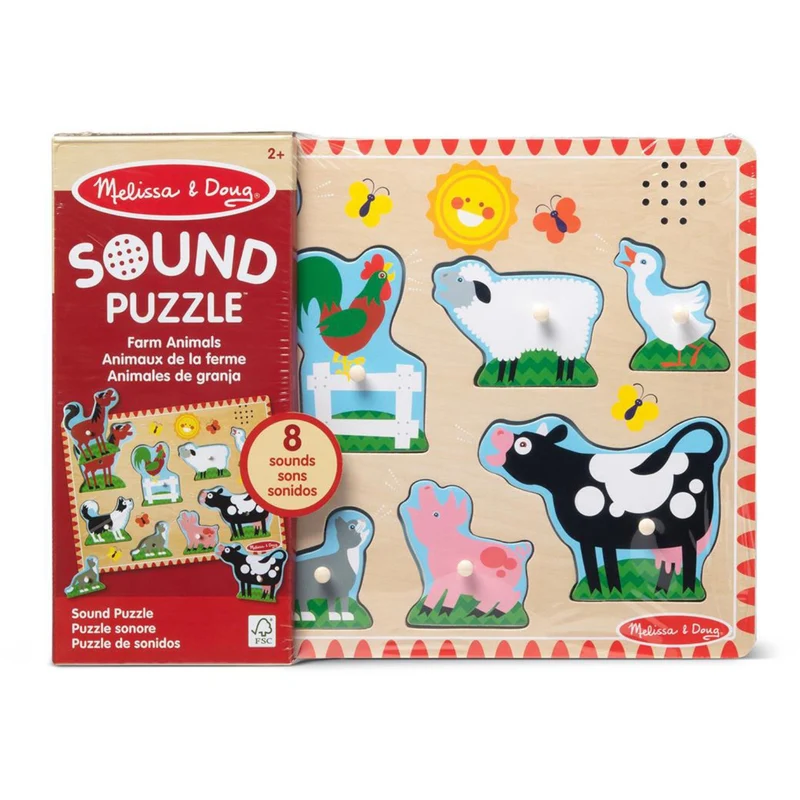 Melissa & Doug Multifarvet Sound Puzzle Farm Animals