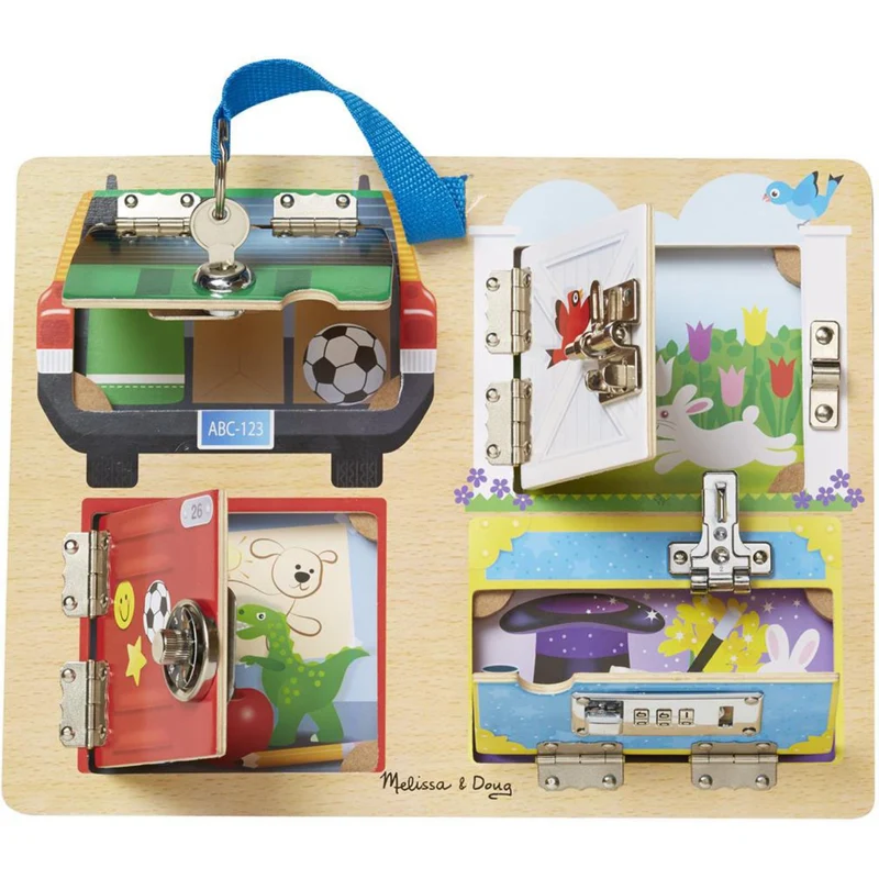 Melissa & Doug Multifarvet Activity Board Locks And Latches