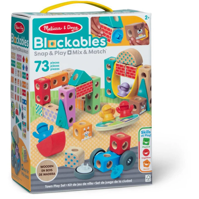 Melissa & Doug Multifarvet Blockables Playset Town 73Pcs