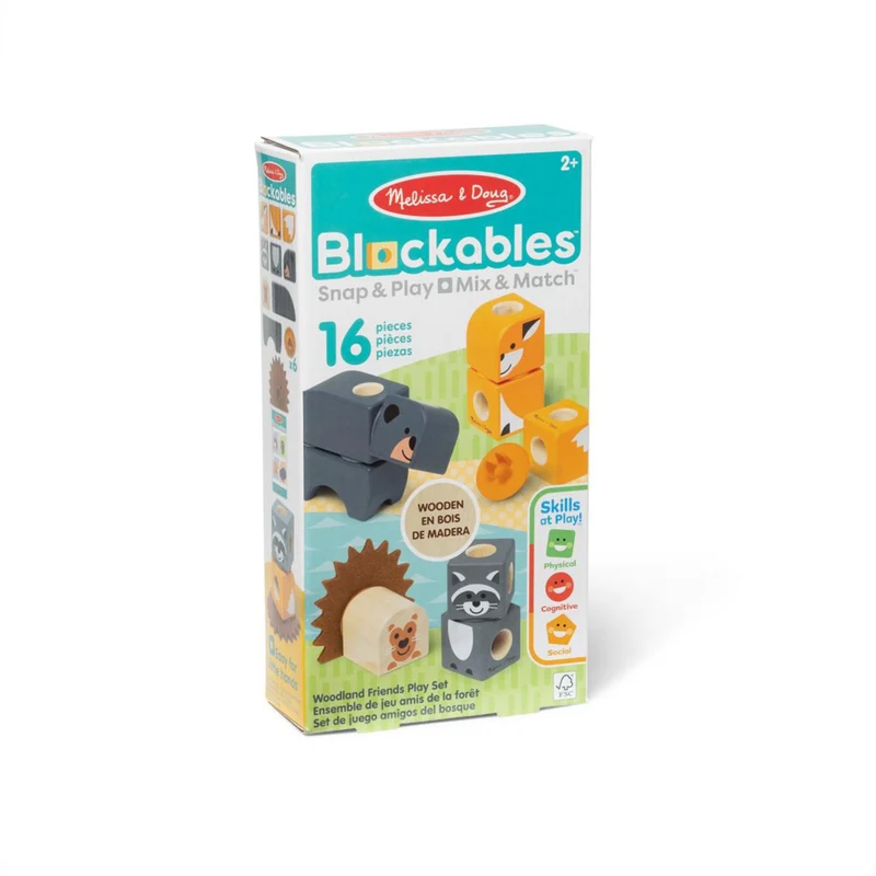 Melissa & Doug Multifarvet Blockables Playset Skovens Dyr 16Pcs