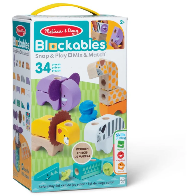 Melissa & Doug Multifarvet Blockables Playset Safari 34Pcs