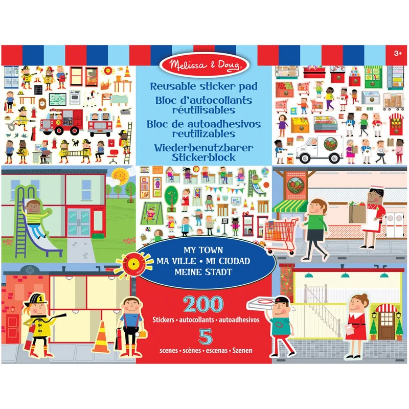 Melissa & Doug Multifarvet Reusable Sticker Pad My Town