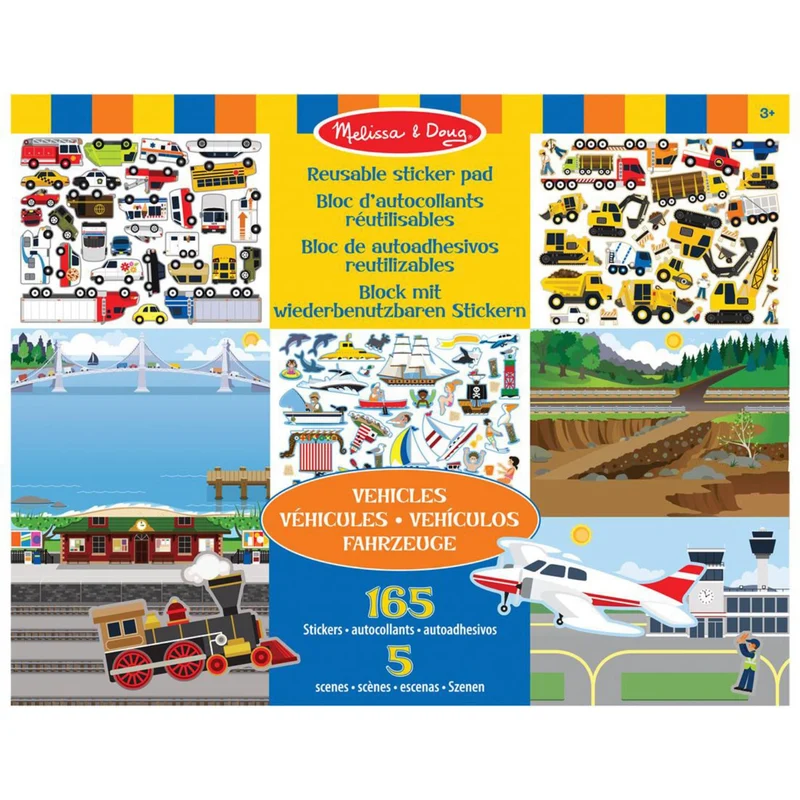Melissa & Doug Multifarvet Reusable Sticker Pad Køretøjer