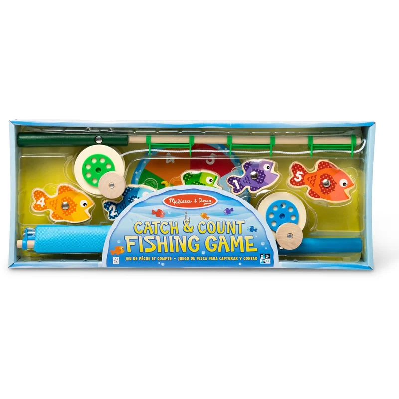 Melissa & Doug Multifarvet Wooden Fishing Game Catch And Count