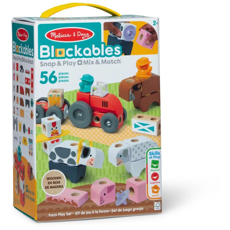 Melissa & Doug Multifarvet Blockables Playset Bondegård 56Pcs