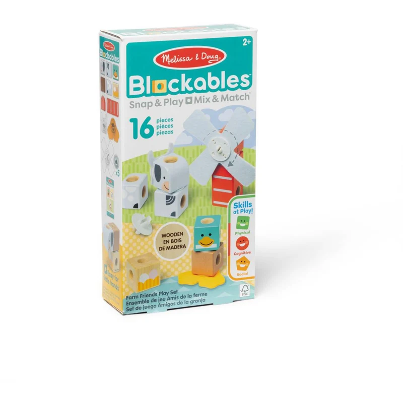 Melissa & Doug Multifarvet Blockables Playset Bondegårdens Venner 16Pcs
