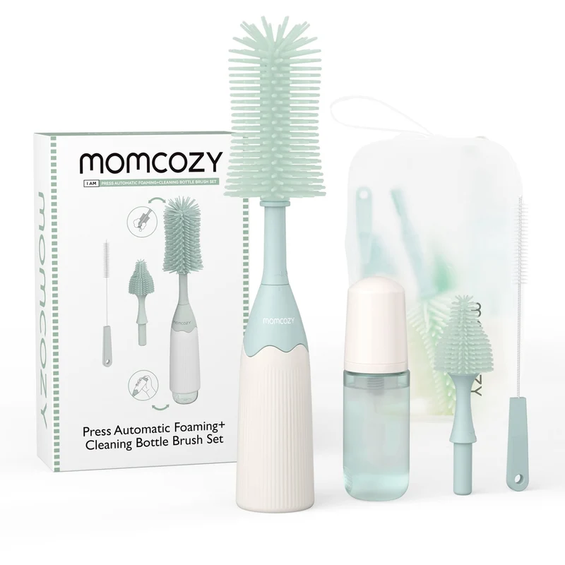 Momcozy Green Push-Press Design Flaske Børste Kit
