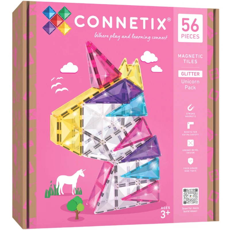 Connetix Multicolour Glitter Enhjørning Pak 56 Pcs